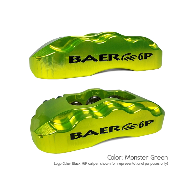 Jeep Wrangler Brake Kit - Front - Baer Brakes - Pro+ SDZ, 2-Piece Slotted/Drilled Rotors + D0731 Pads + 6P Calipers - Monster Green - `07-`17